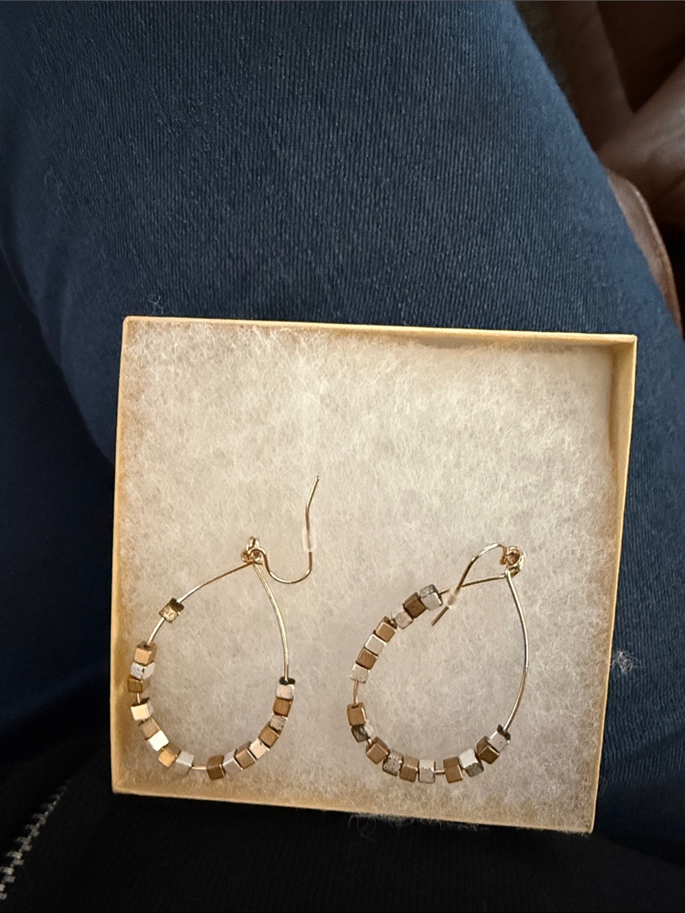 Gold Beaded Hoop Earrings - Women Jewelry